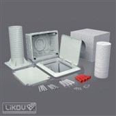 LIKOV Krabice elektr. s otv. víkem a tubusem pro zatepl. 196/156/85-140mm, víko 210/170